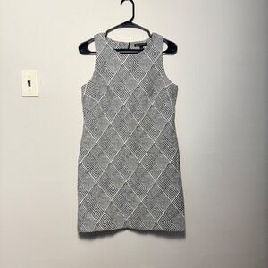 Banana Republic Black and White Shift Dress Workwear Business Casual Sz 4 Petite